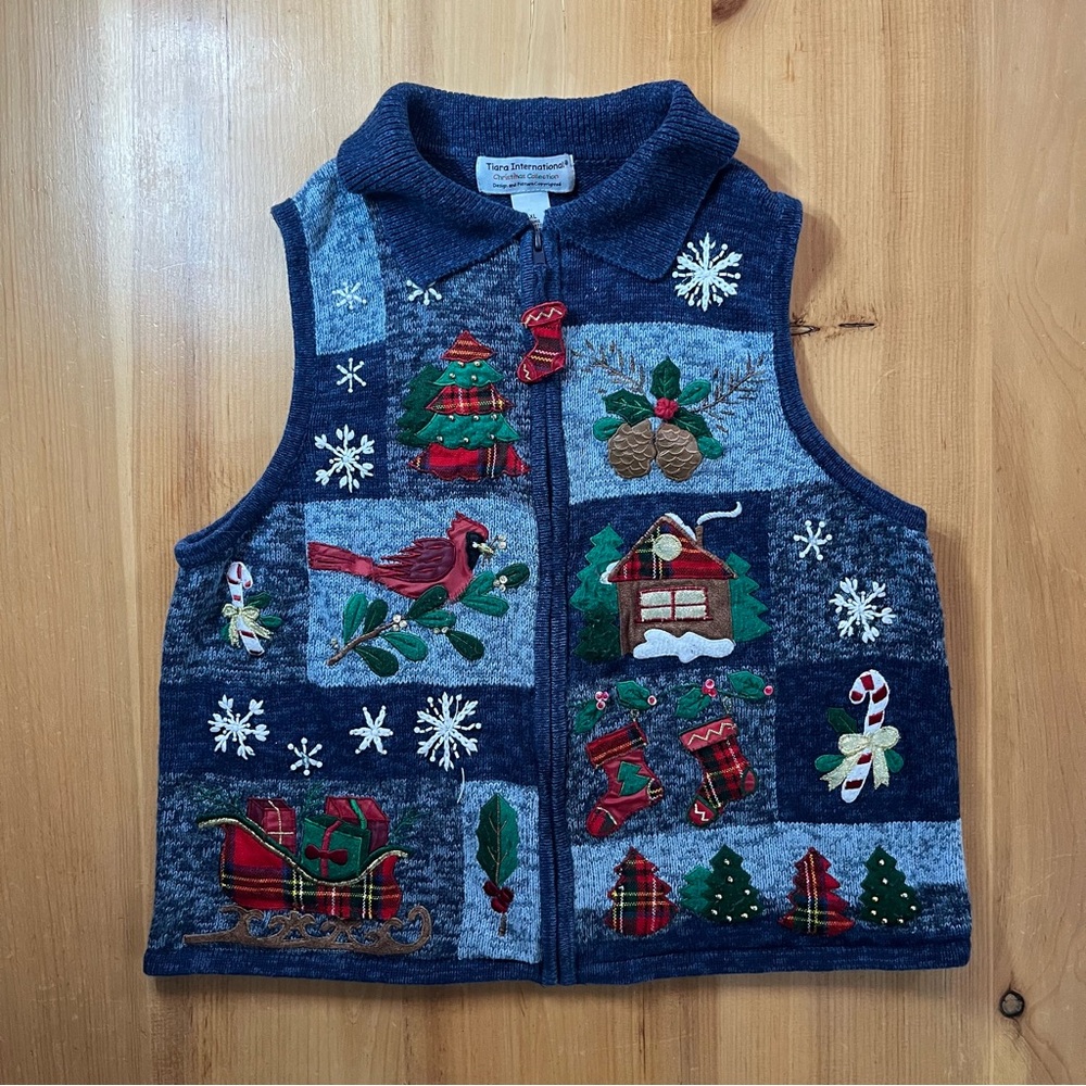 Vintage Christmas Sweater Vest XL Holiday Vest